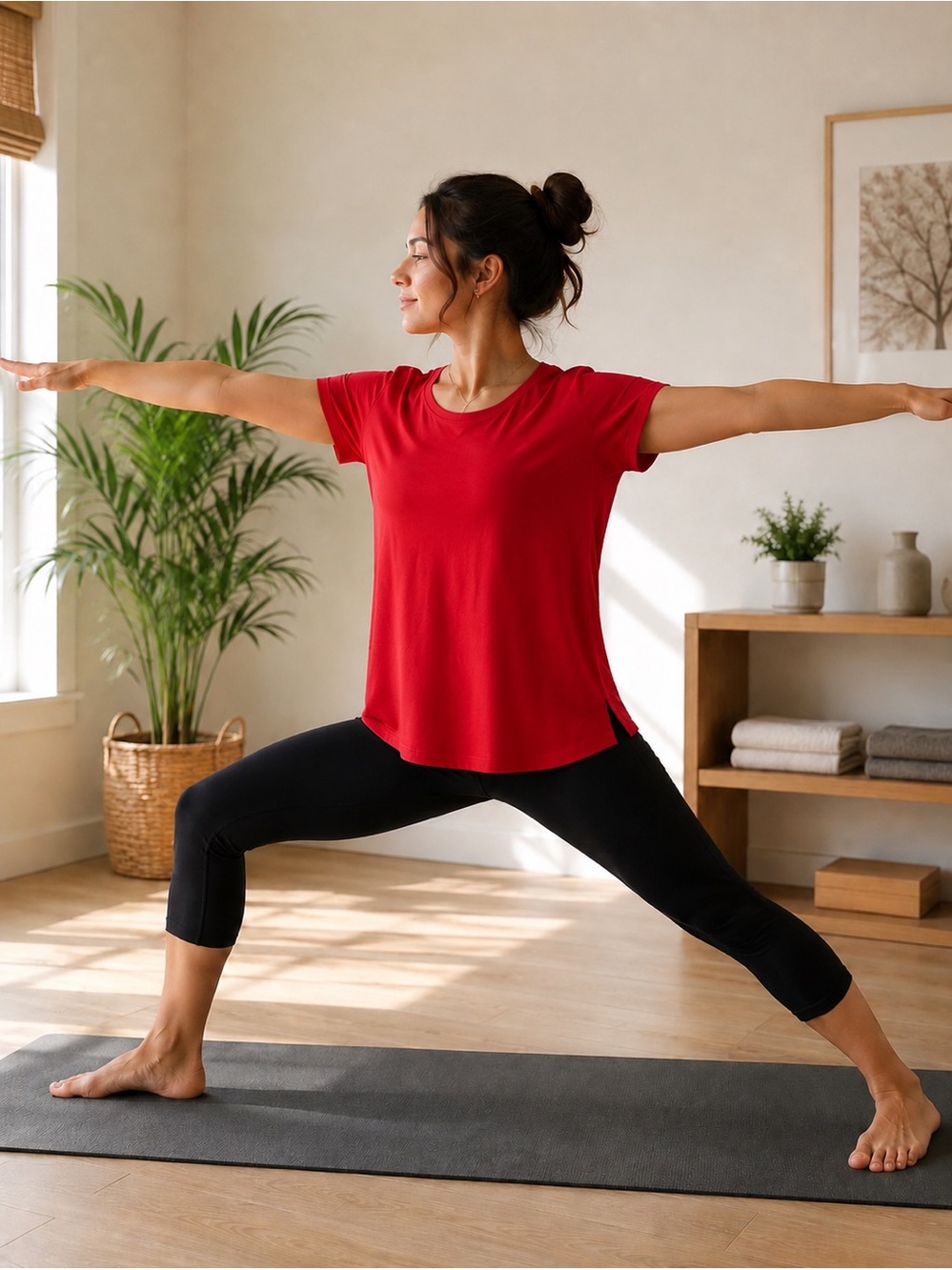 🧘♂️ CRZ YOGA Red Athletic Tee NWT Medium (8/10) Workout Yoga Activewear Top